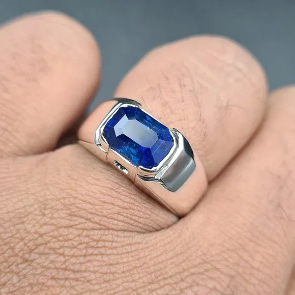Mens Sapphire Ring Natural Royal Blue Ceylon Sri lanka sapphire Rings handmade